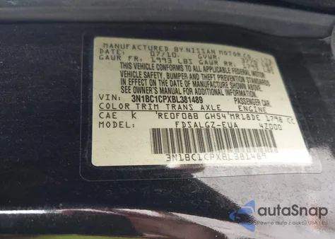 2011 Nissan Versa 1.8Sl from USA, damaged, VIN 3N1BC1CPXBL381489